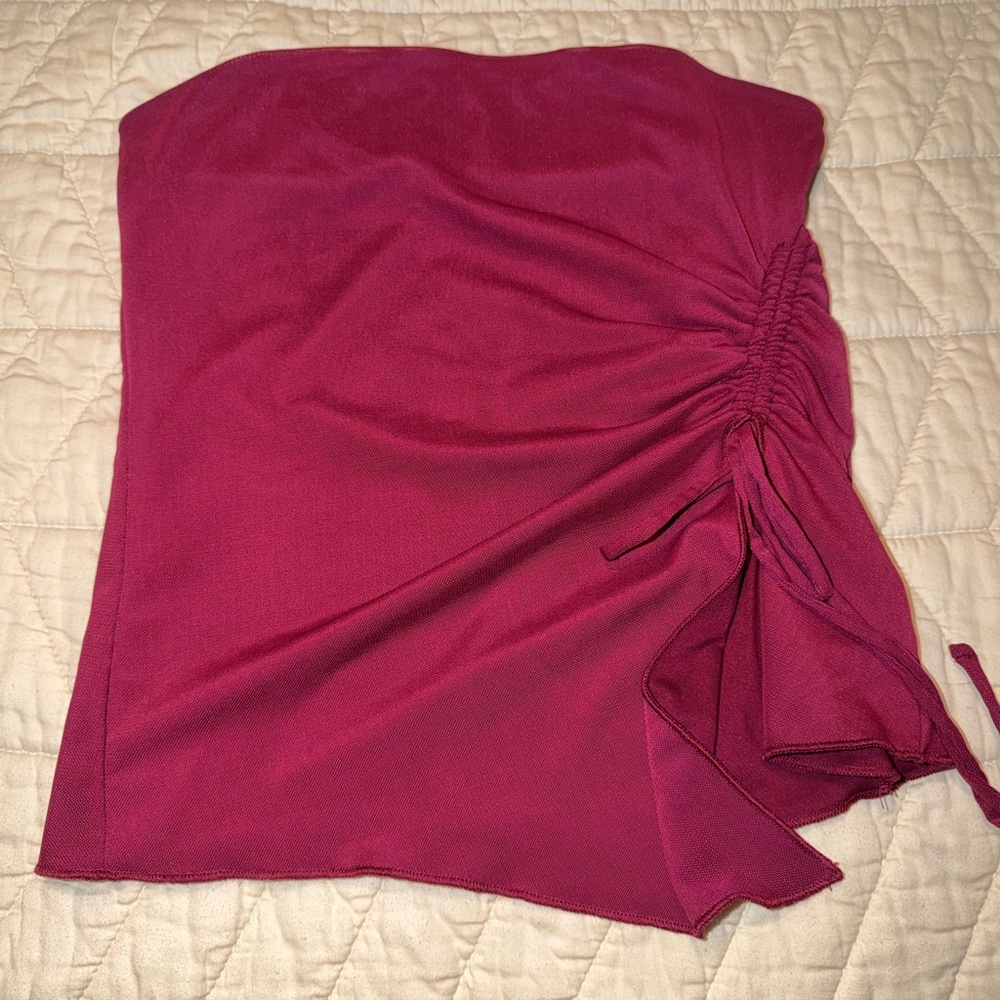 Garage Strapless Dress in Deep Red